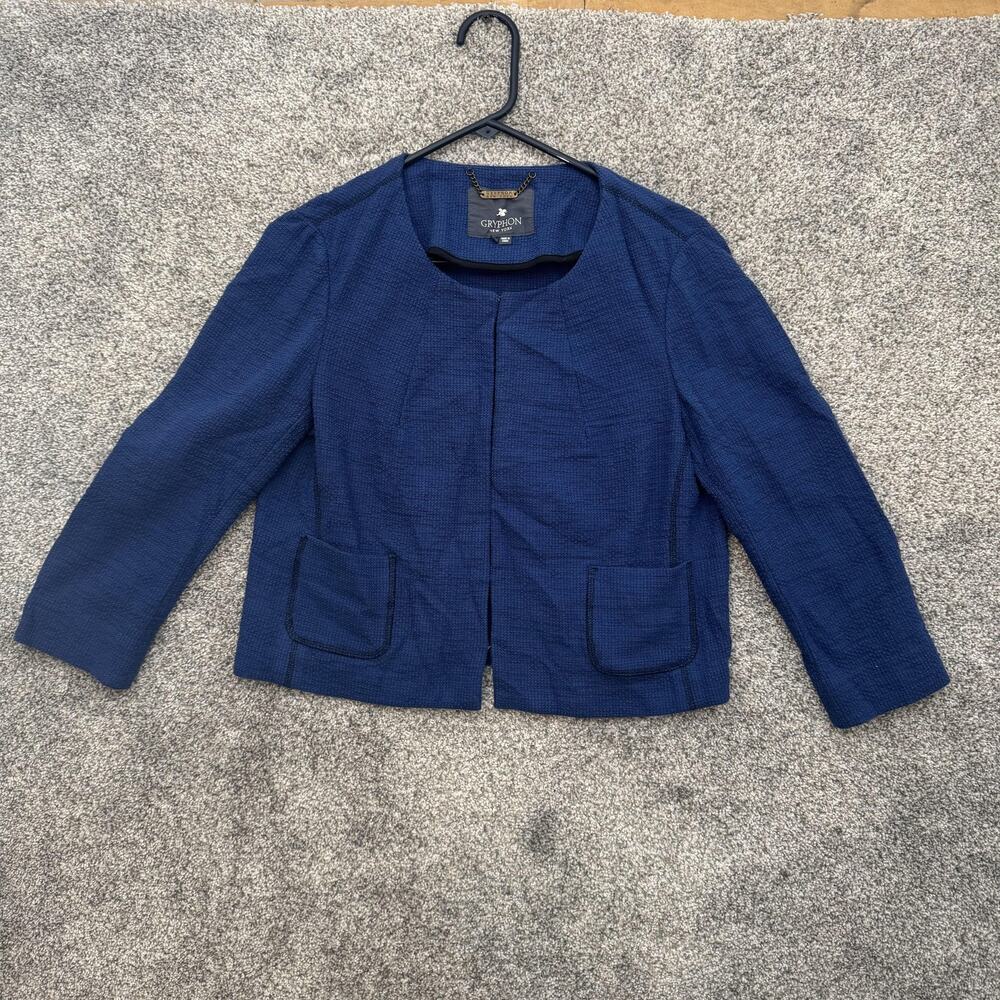 Gryphon Happy‎ Jacket Womens Medium Textured Silk Cotton Pocket Blazer